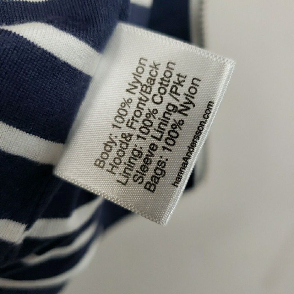Hanna Andersson Rain Jacket 100 Kids Size 4 Navy Blue Striped Lined Gorpcore - Picture 6 of 9